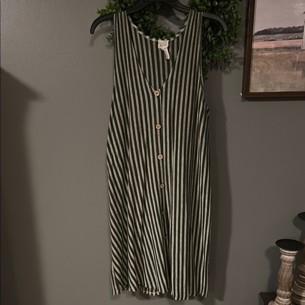 Striped Green Sleeveless Dress